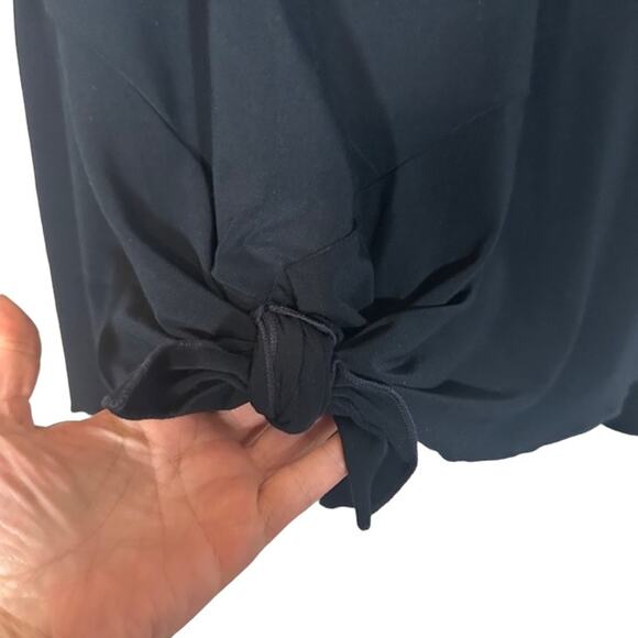 Simpli Black Long Sleeve Tie Front Knot Scoop Neck Long Tunic Blouse Women Sz 8 - Picture 5 of 8